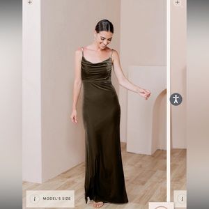 Revelry Skye Velvet Dress - Dusty Olive